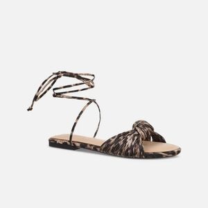 Lepoard Knot Lace-Up Flat Sandals